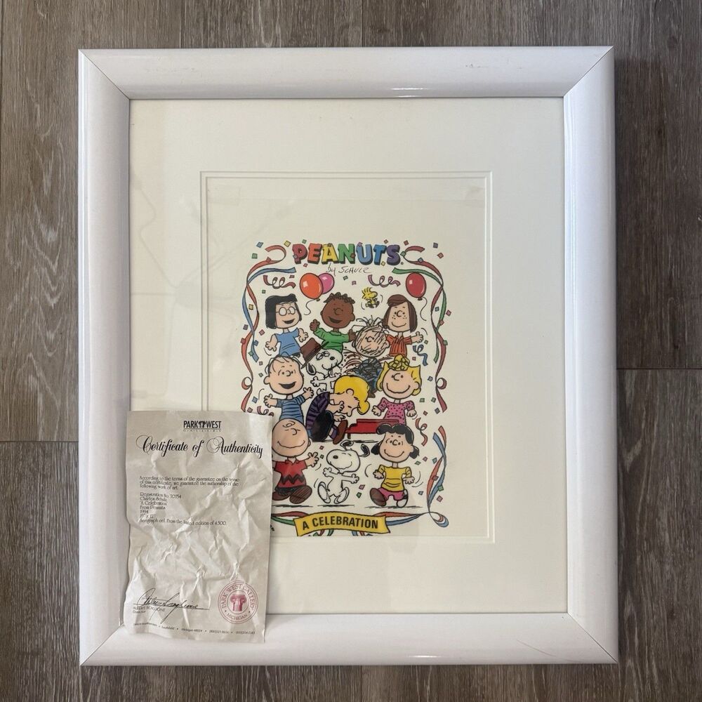 Peanuts “A CELEBRATION” Limited Edition Framed Seriograph Sketch 1994 Snoopy COA